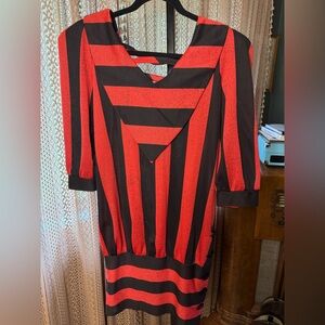 VTG Striped Red and Black Dress
